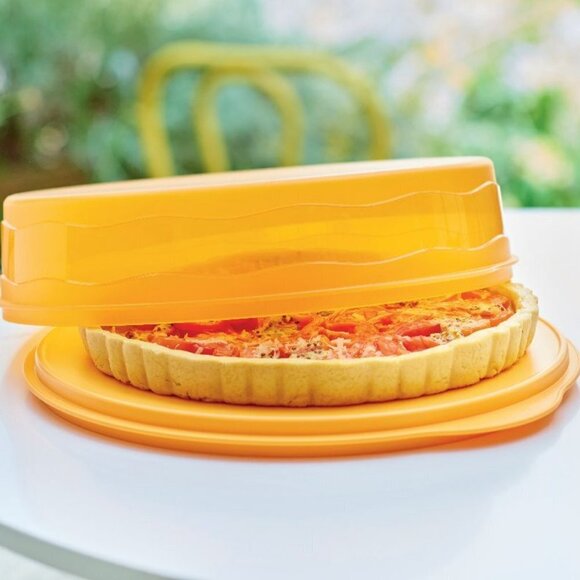 NEW Tupperware Cake & Cupcake Pie Server Taker Round Container in Mango Oran… - Picture 1 of 4